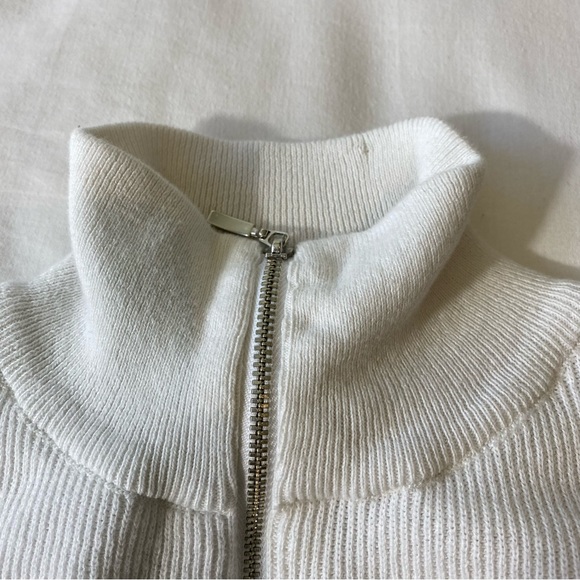 River Island Knit Half Zip Stripe Sweater In White and Navy Mens Small Ribbed - Picture 9 of 10